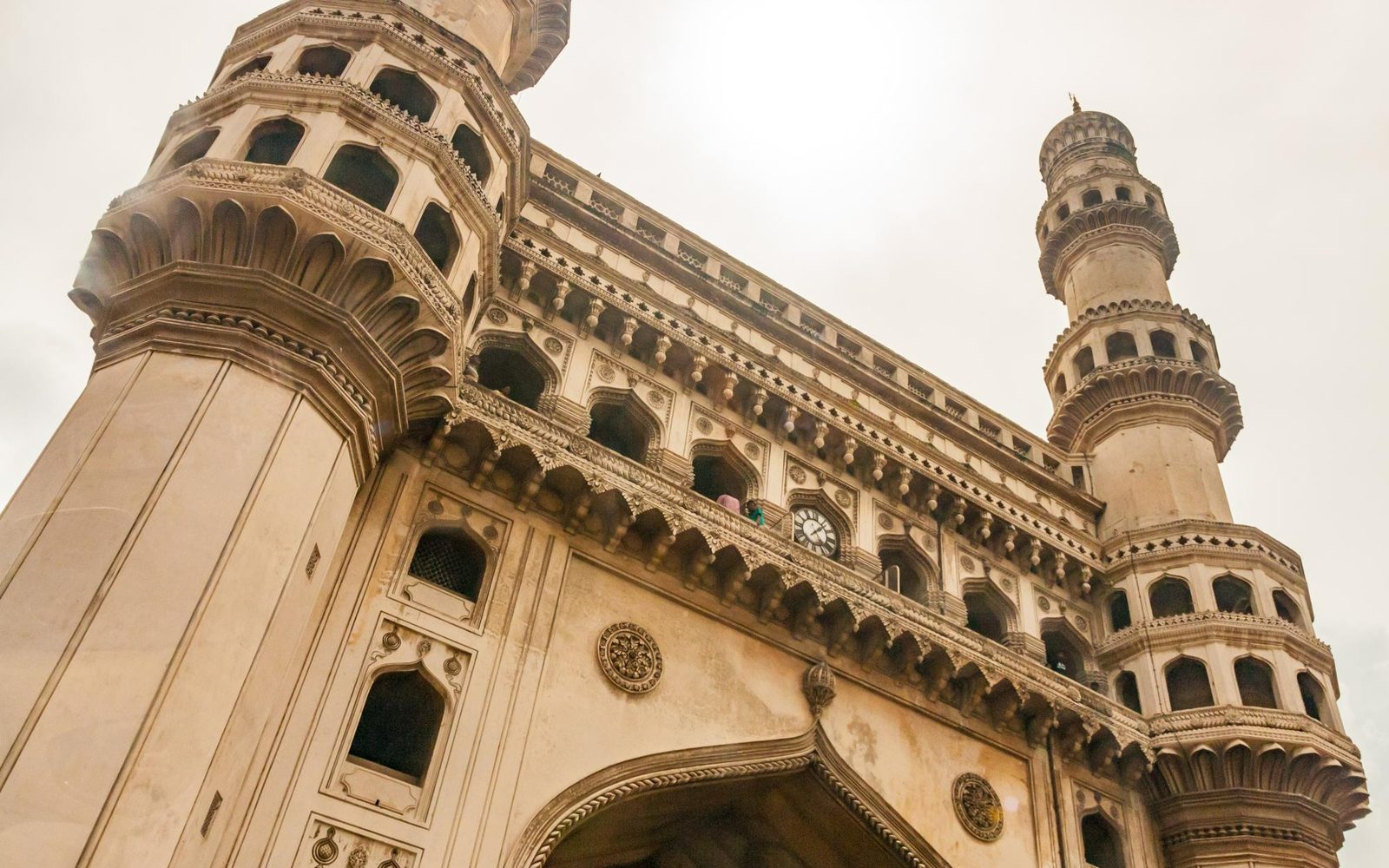 The Charminar in Hyderabad, seen from below